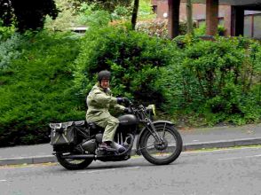 Rider on classic motorcycle
